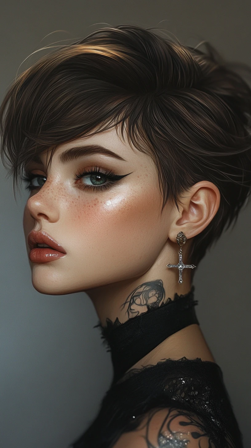 Cyberpunk-Porträt einer tätowierten Frau in Nahaufnahme