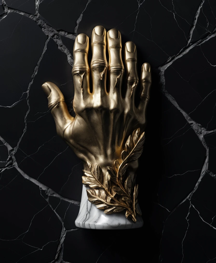 Marble Hand Statue Cracked To Reveal Gold And Laurel