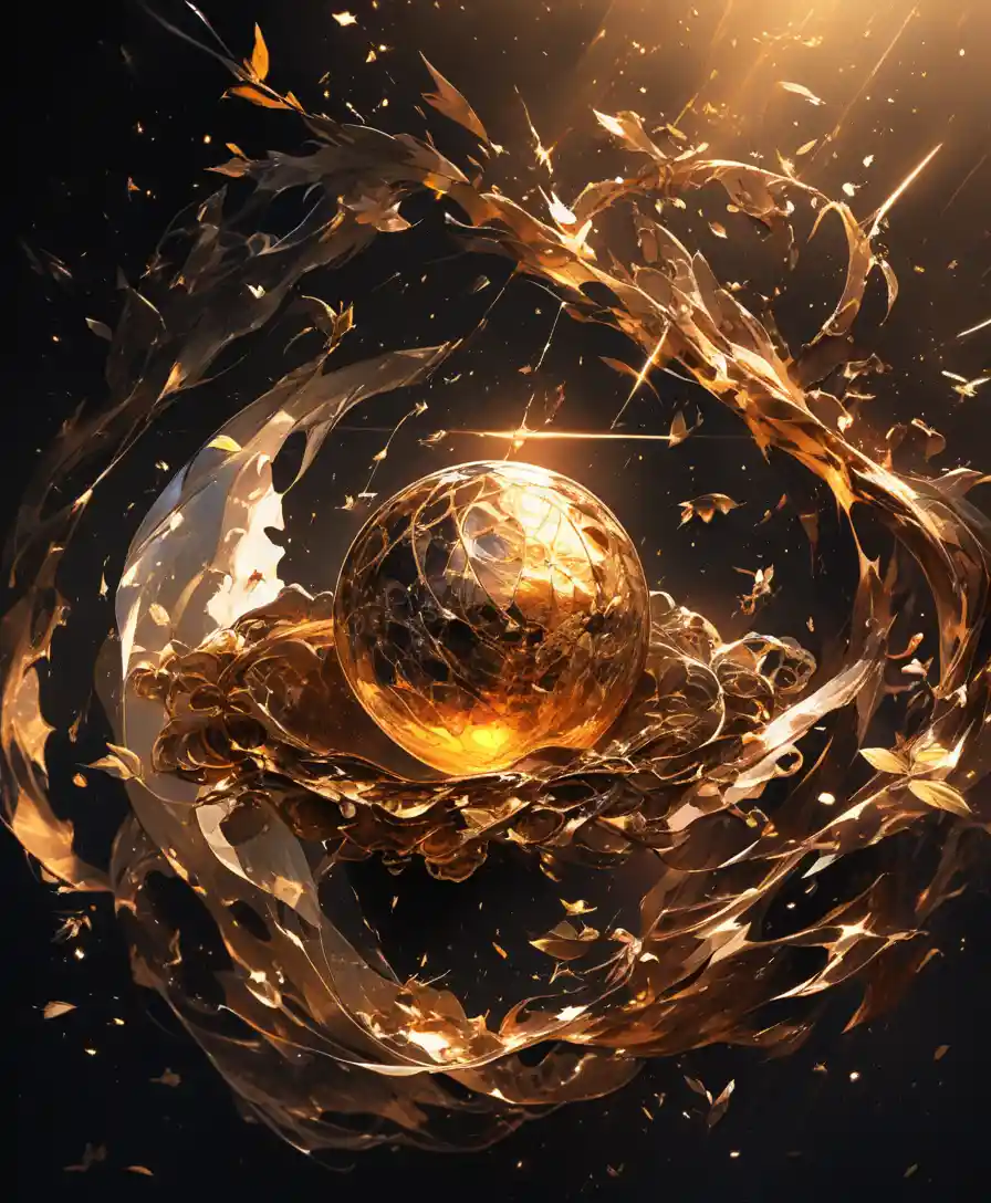 Goldene Marmorhand mit Lorbeerkranz vor schwarzem Hintergrund
