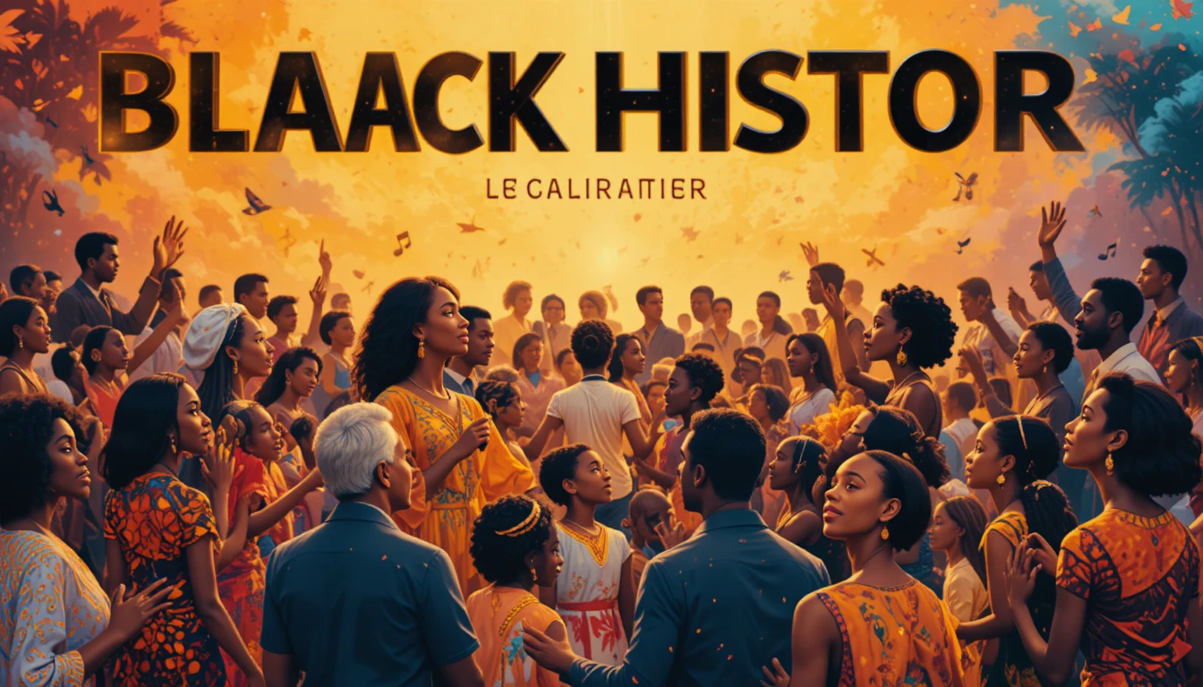 Poster sulla Black History con celebrazione culturale multigenerazionale