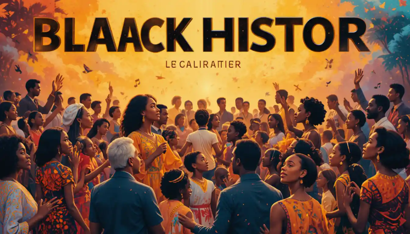 Black History poster with multigenerational cultural celebration