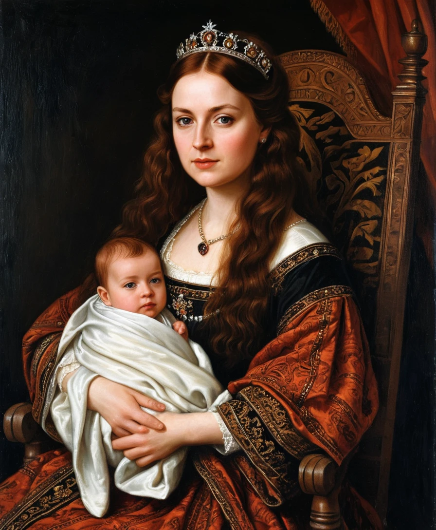 Renaissance portrait of a Scottish queen with her infant