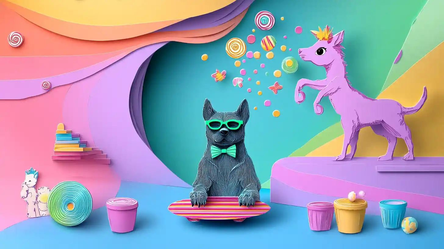 Neon Aurora Wonderland With Spiraling Candy Staircases