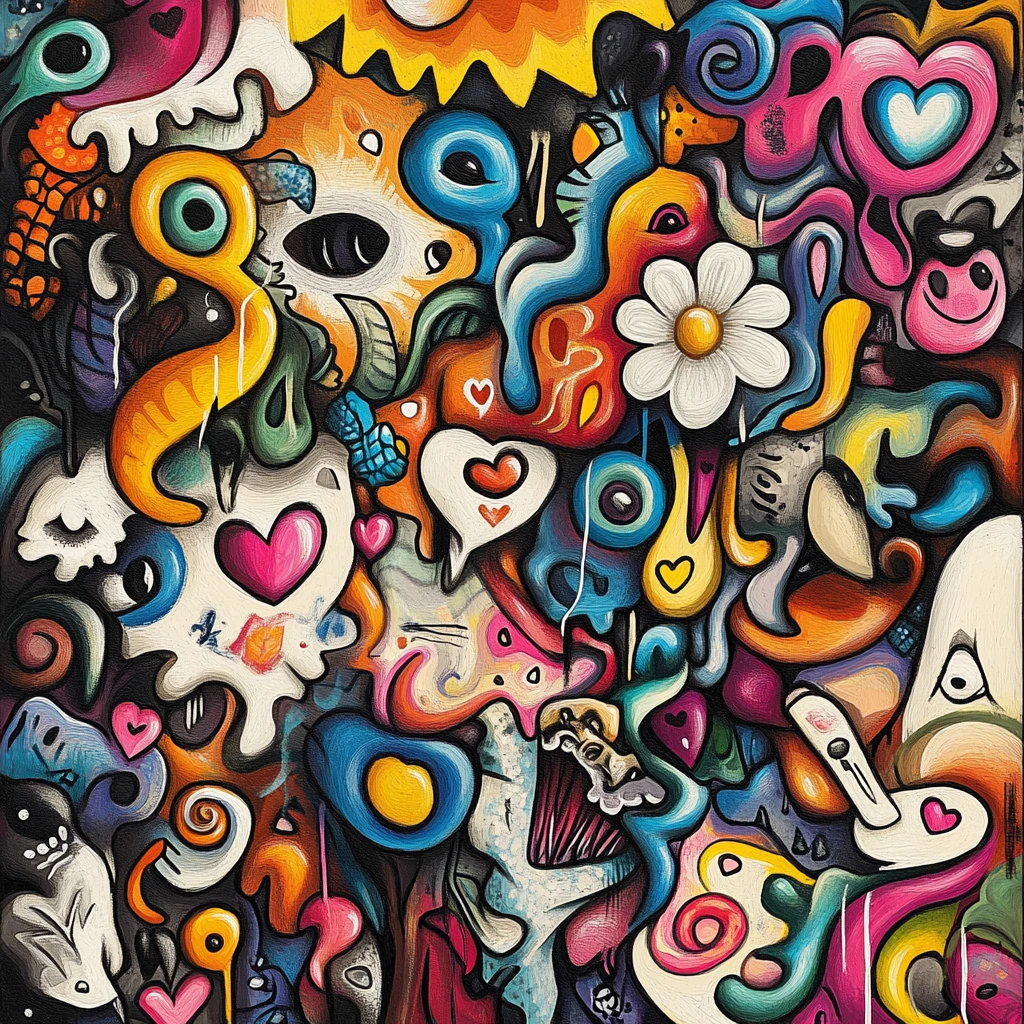 Romantic abstract hearts over a colorful seascape sunset