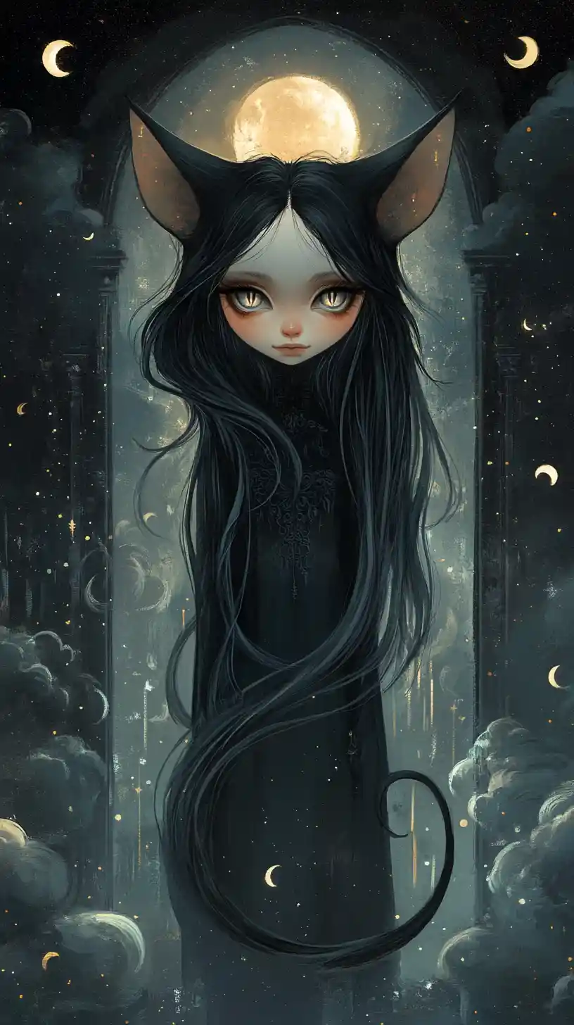 Dolce topolino fantasy gotico sotto un cielo notturno celestiale
