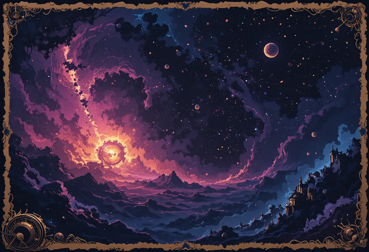Space pirates fly through a fractal cosmos of laser color