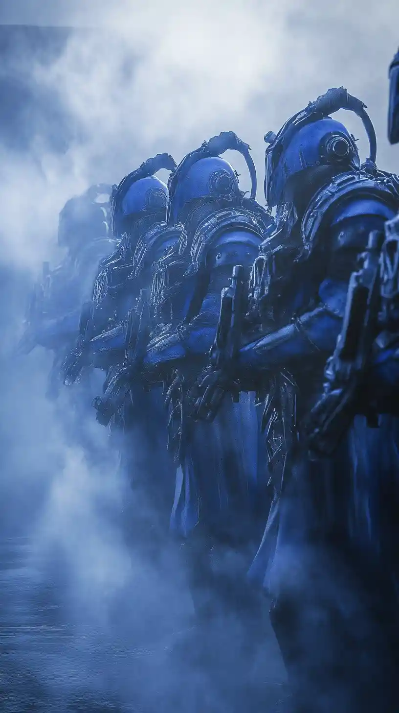 Guerreros steampunk emergen de la niebla con enormes ametralladoras