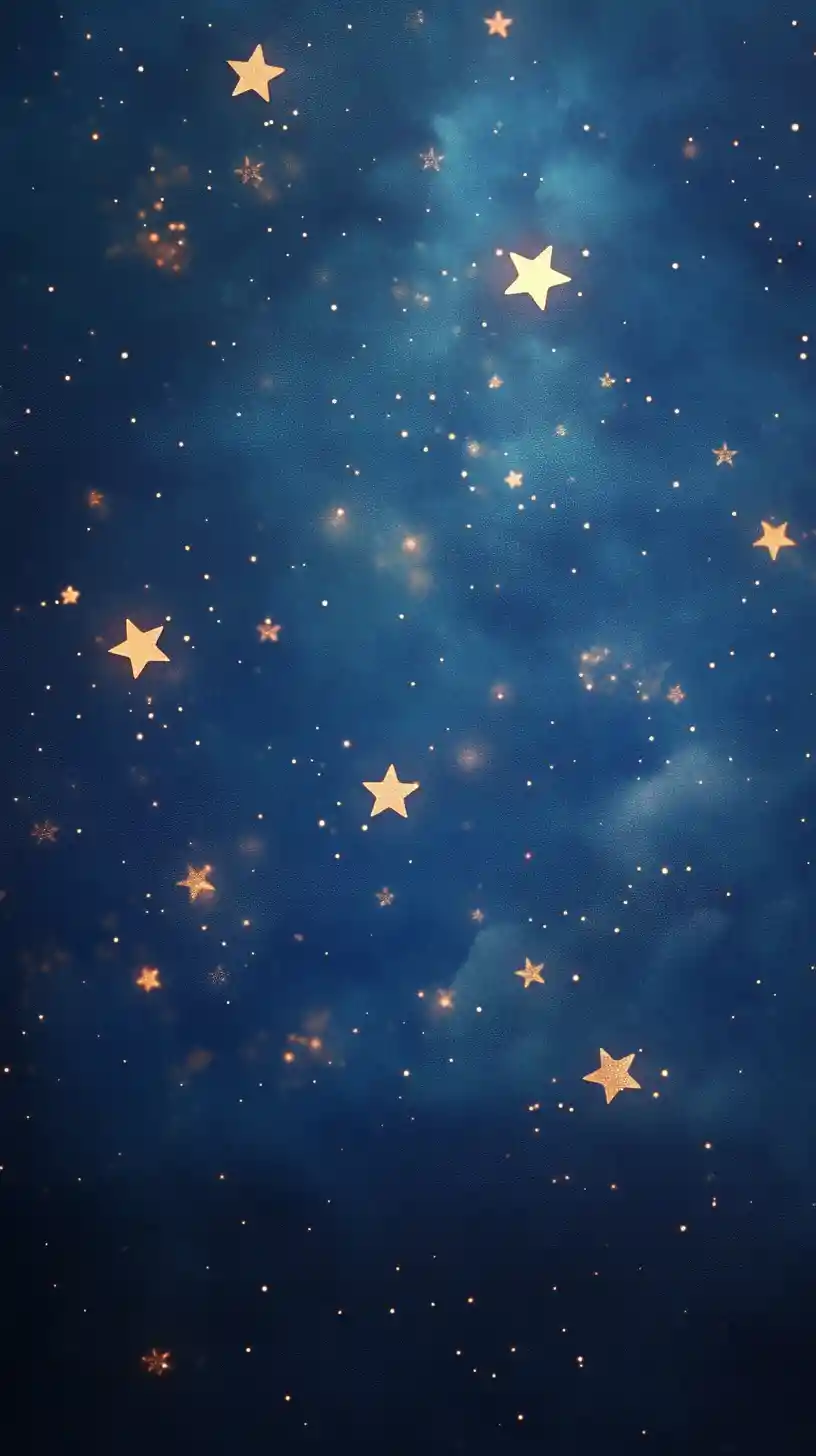Dreamy Fantasy Night Sky With Sparse Glowing Golden Stars