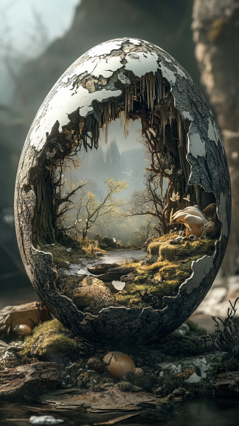 Ilusión Surrealista de Fantasía Oscura con Detalles de Cuento de Hadas Ocultos