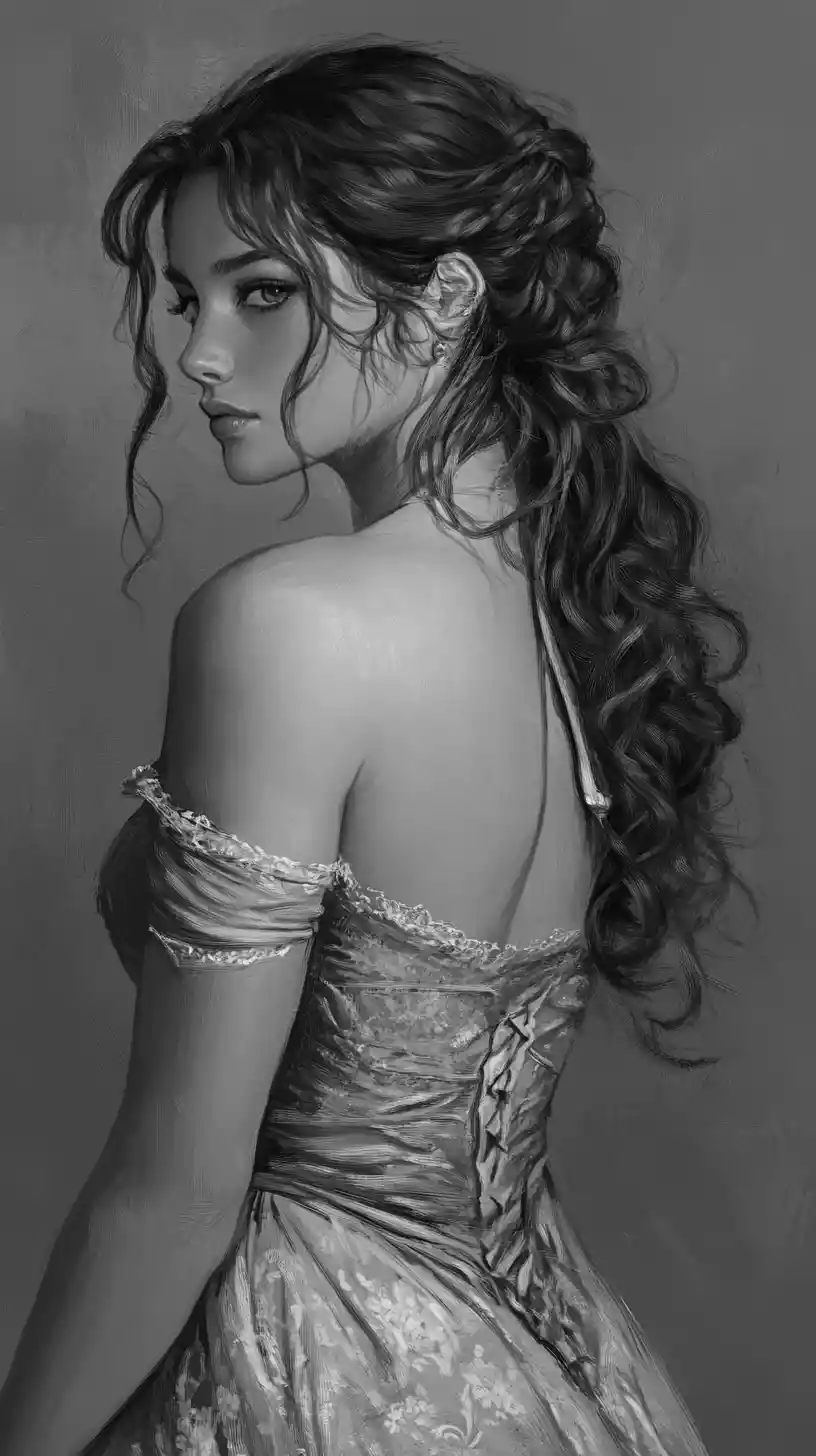 Tall woman in clingy dress with long curly hair