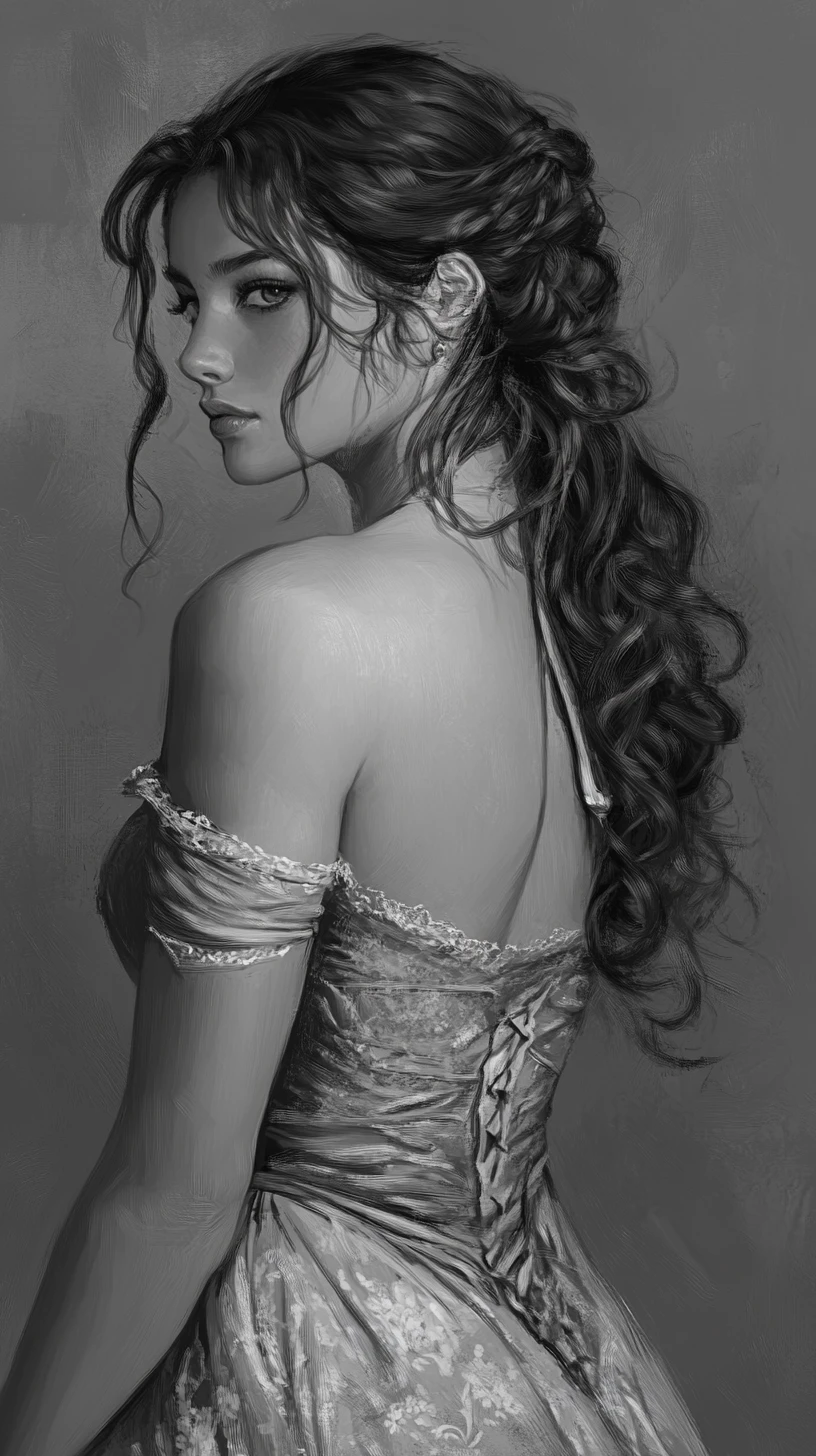 Tall woman in clingy dress with long curly hair