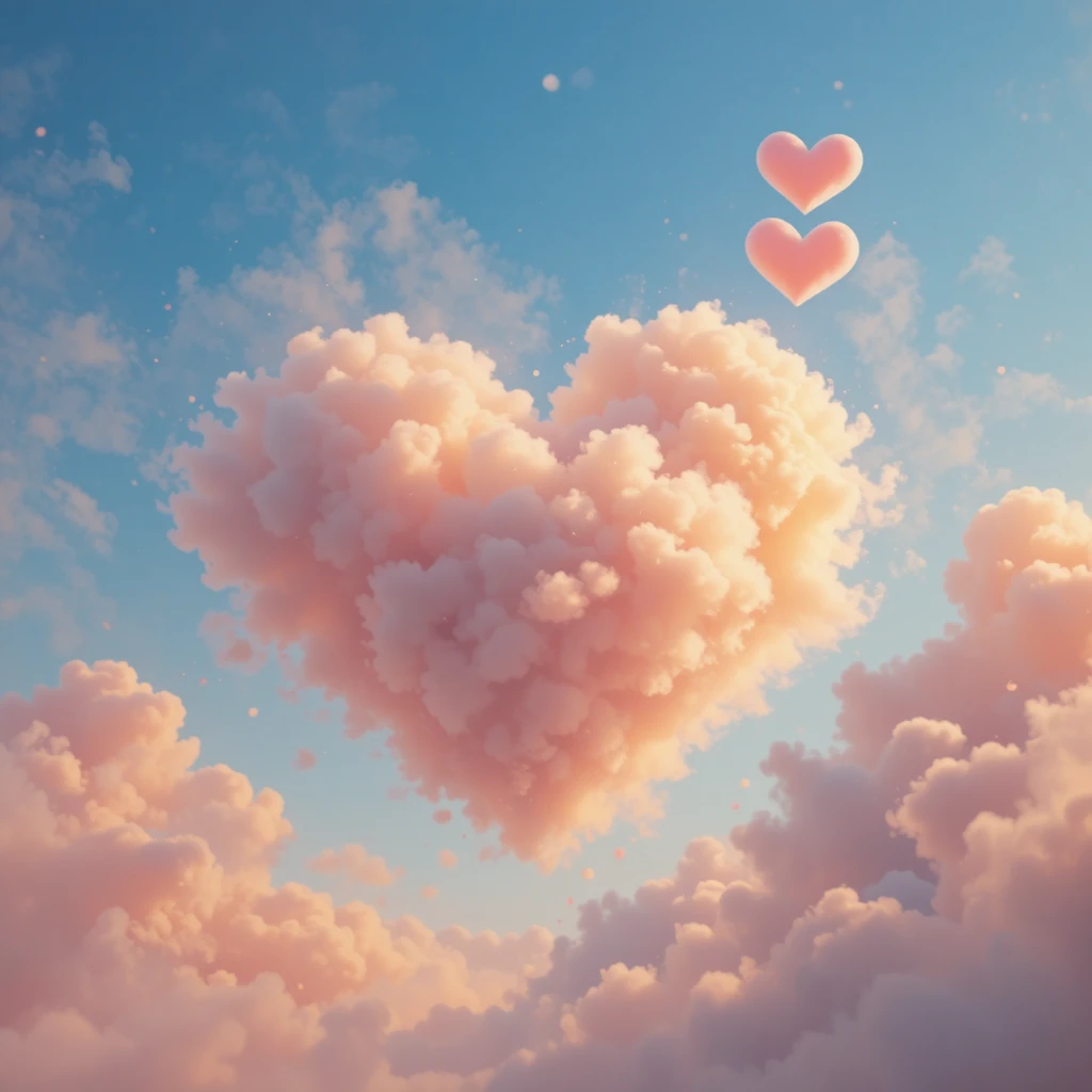 Heart shaped warm cloud against a cool colored sky