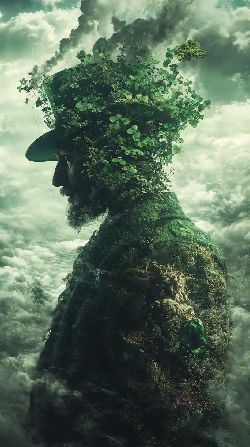 Leprechaun surreale in una cupa illusione fantasy da fiaba