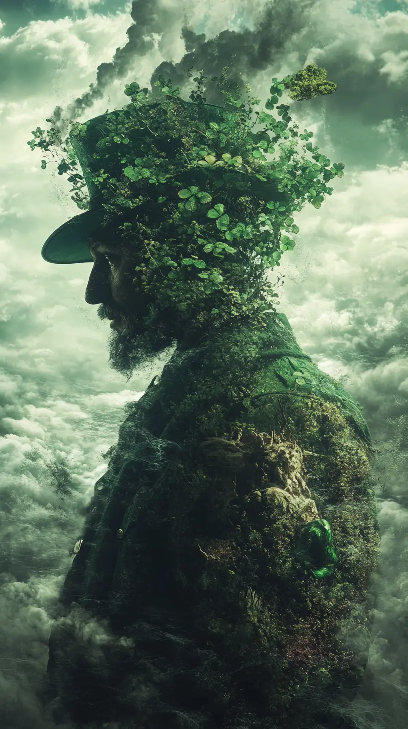 Surreal leprechaun in a dark fairytale fantasy illusion