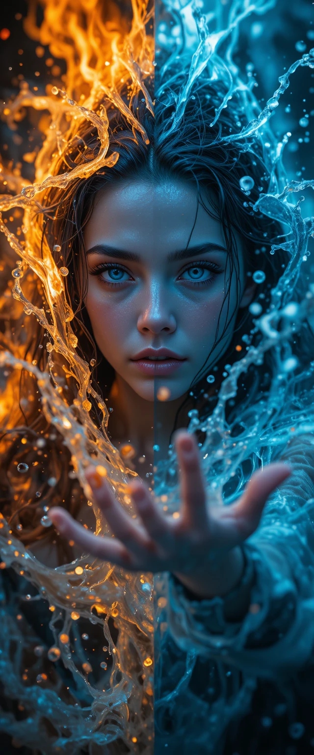 水與火之間的女子電影感奇幻肖像
