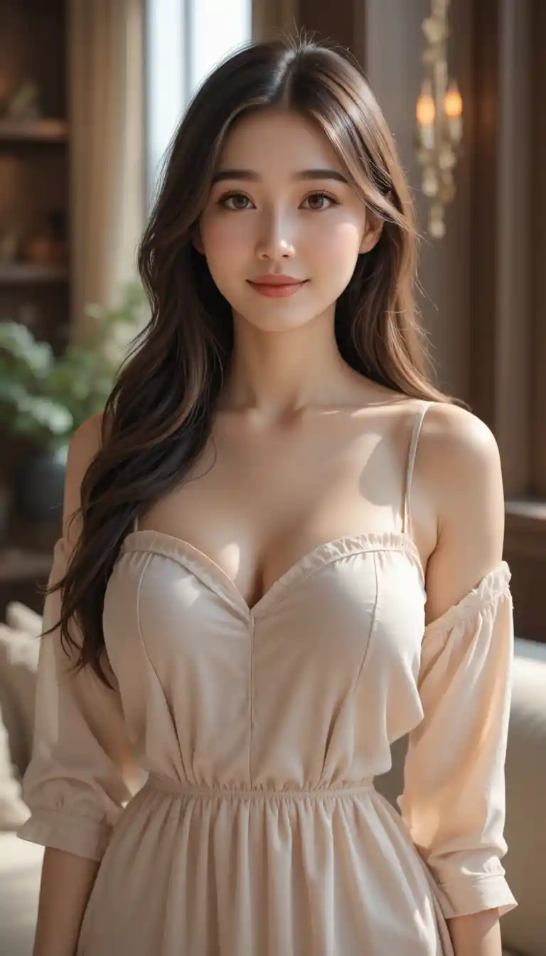 Confident woman in cozy indoor 3D portrait