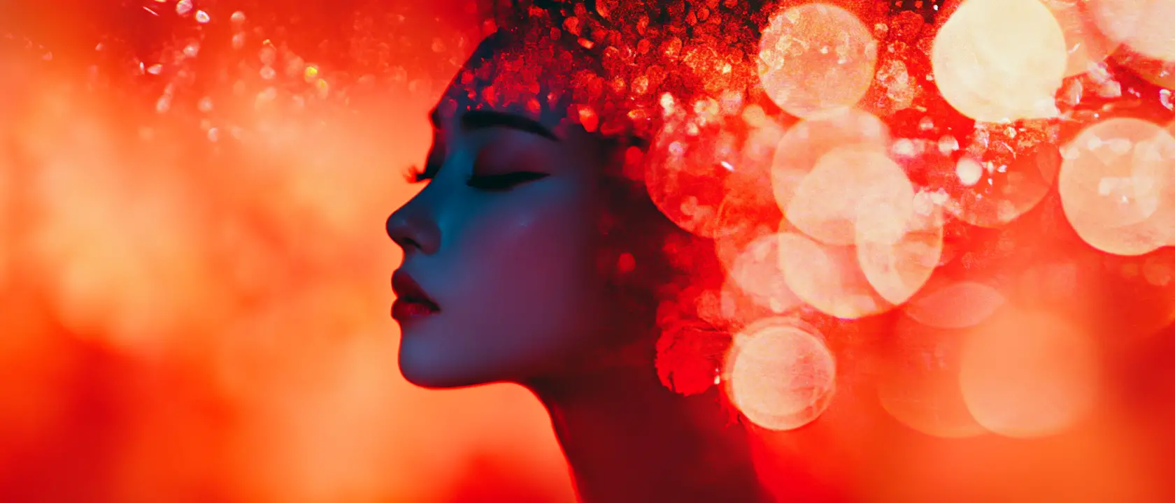 Surreal red diorama collage with minimalist vintage aesthetic