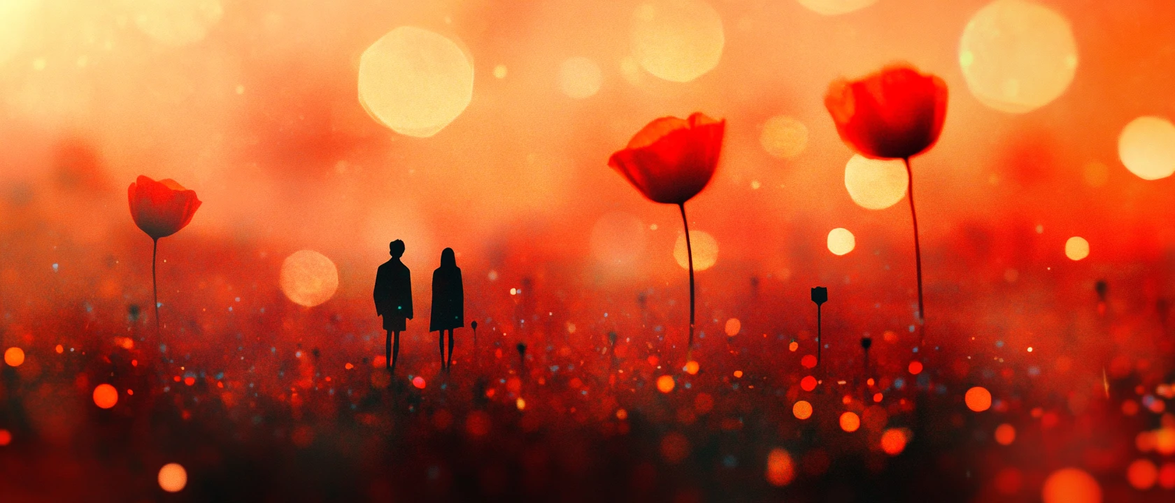 Diorama surreale rosso fuoco in stile collage vintage minimal