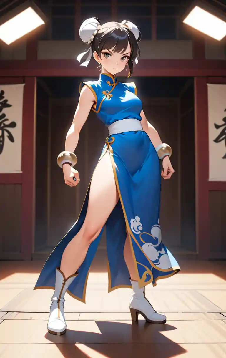 Cinematic full body portrait of a woman in martial arts outfit