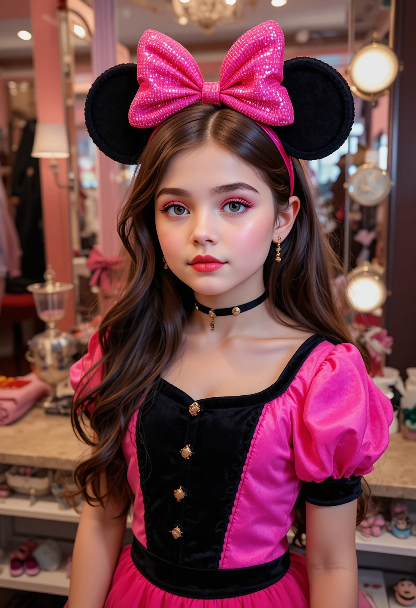Tween-Junge im Minnie-inspirierten Outfit an einer Boutique-Vanity