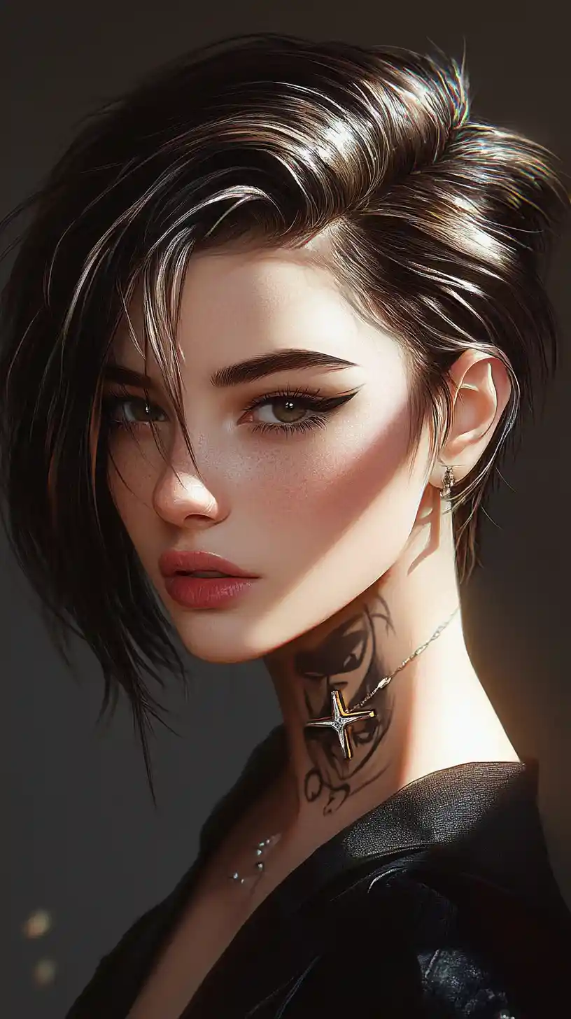 Realistic cyberpunk portrait of a young woman in studio