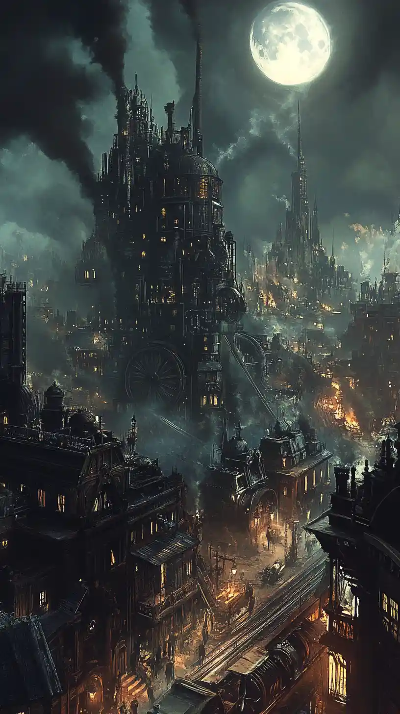 Gigantic wheeled city chases another across ruined wasteland