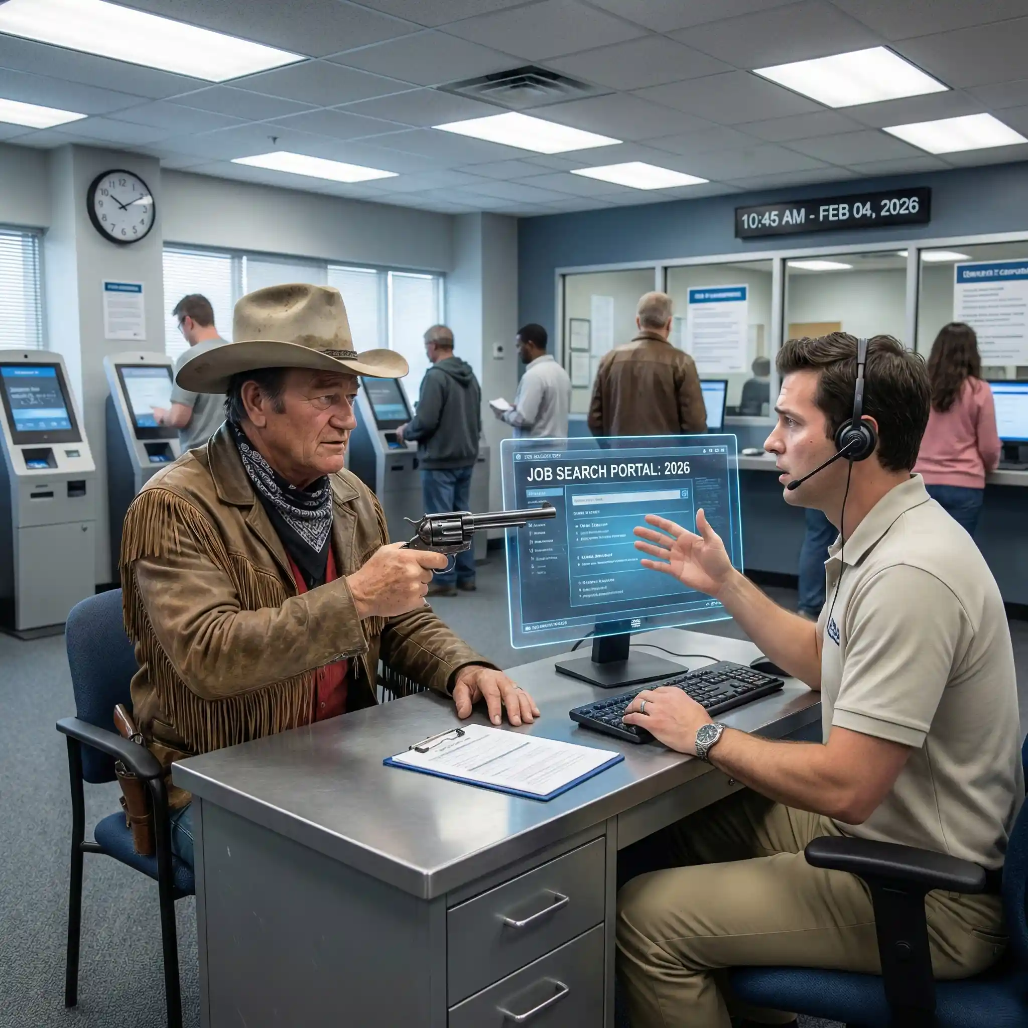 Cowboy dressed man threatened job center employee