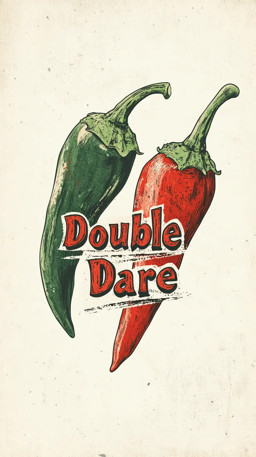 Vintage vector chilies intersecting with bold retro typography