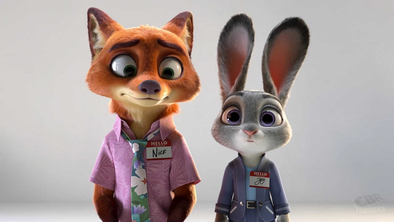 Tiernos personajes 3D de conejo y zorro uno al lado del otro