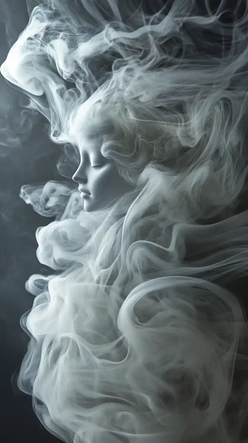 Dea mistica di fumo che emerge da un vortice turbinante