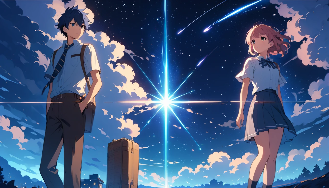 星光與流星下的兩位學生