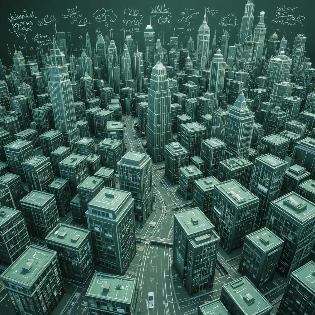 Green Chalkboard 3D Downtown City With Chalk Details