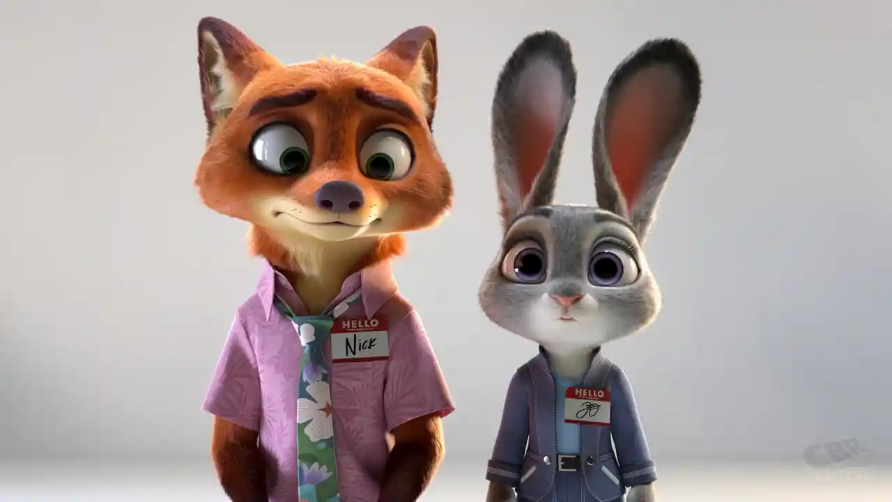 Tiernos personajes 3D de conejo y zorro uno al lado del otro