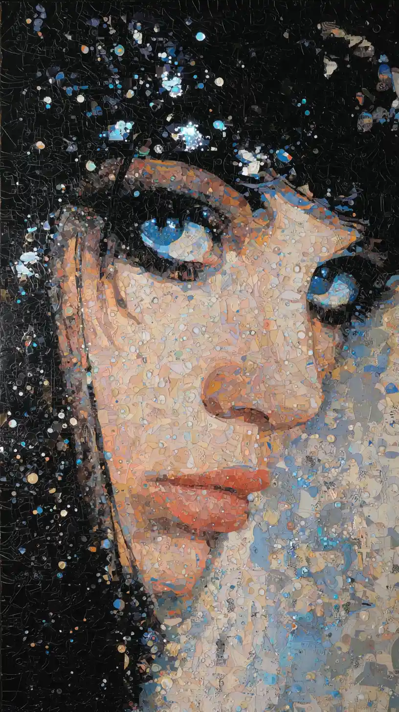 Pop art woman portrait inspired by soviet fantasy cinema