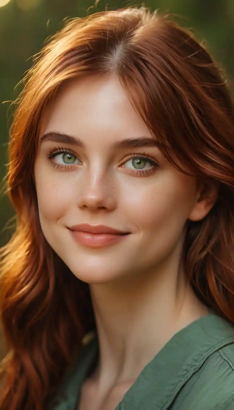Emotional side profile portrait of a freckled red haired girl