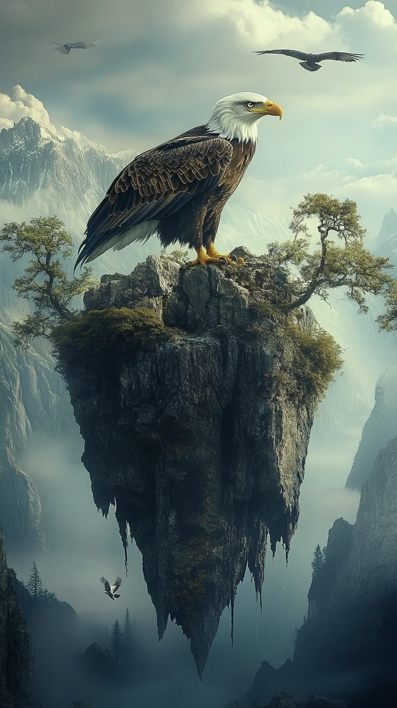 Surreale Mehrfachbild-Illusion mit einem majestätischen Adler