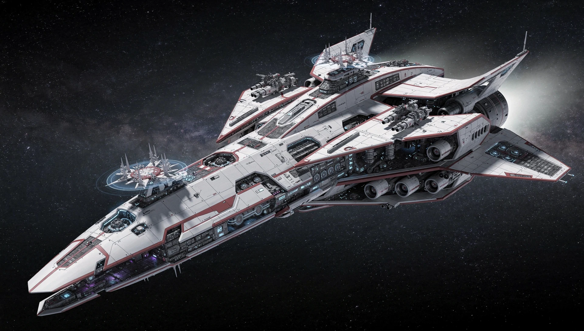 Futuristic Alien Battle Cruiser In Deep Outer Space