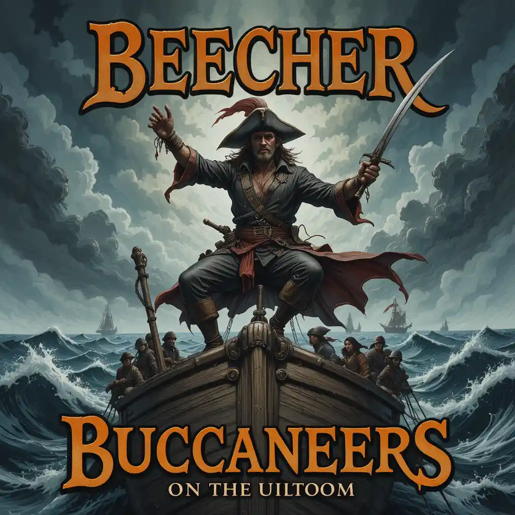 Dark skinned pirate leading a ship through stormy seas