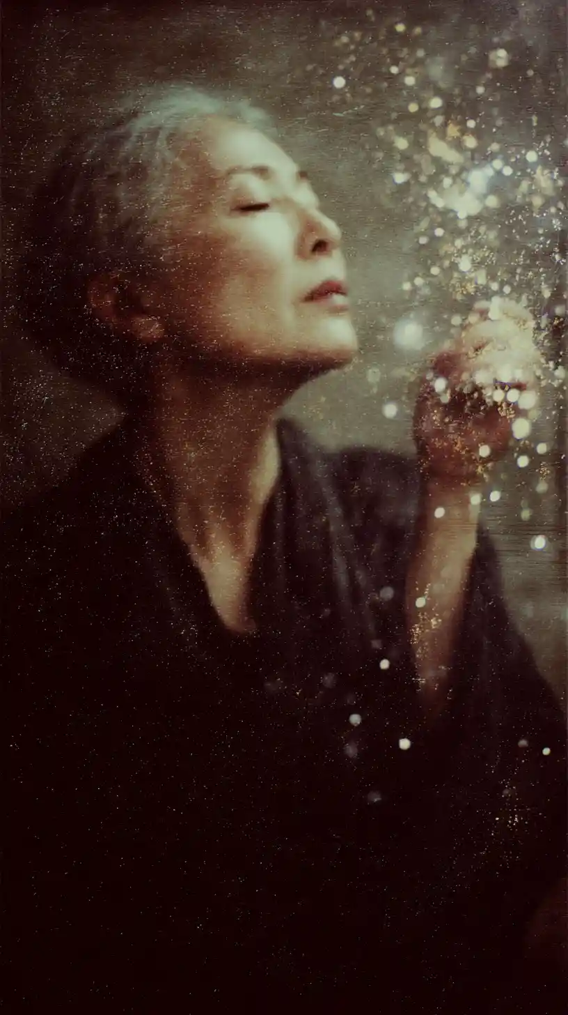 Portrait sombre et surréaliste d’une femme bohème vieillissante