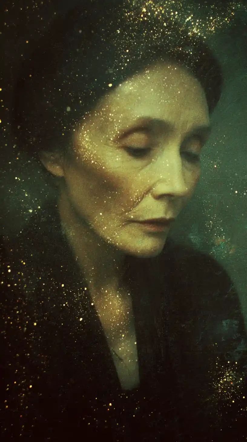 Portrait surréaliste et sombre d’une femme bohème plus âgée