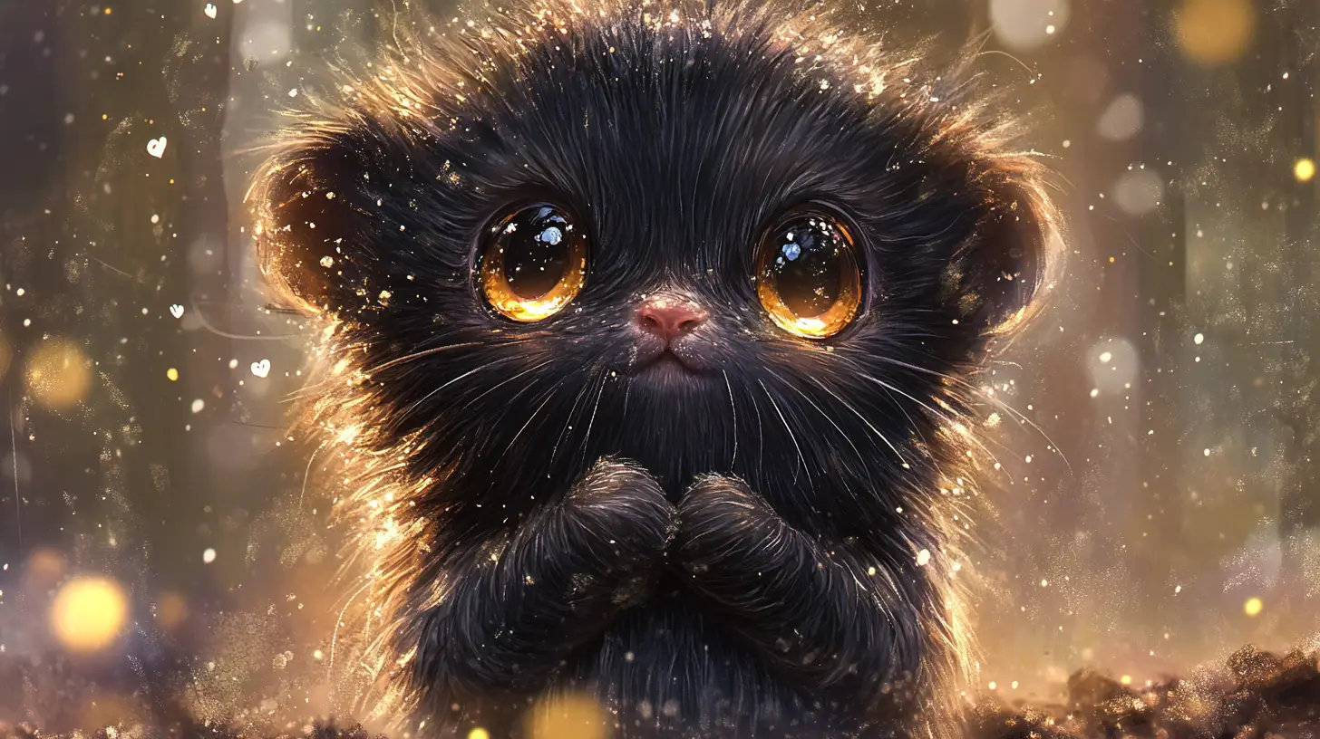 Cute baby mole watercolor close up with loving gaze