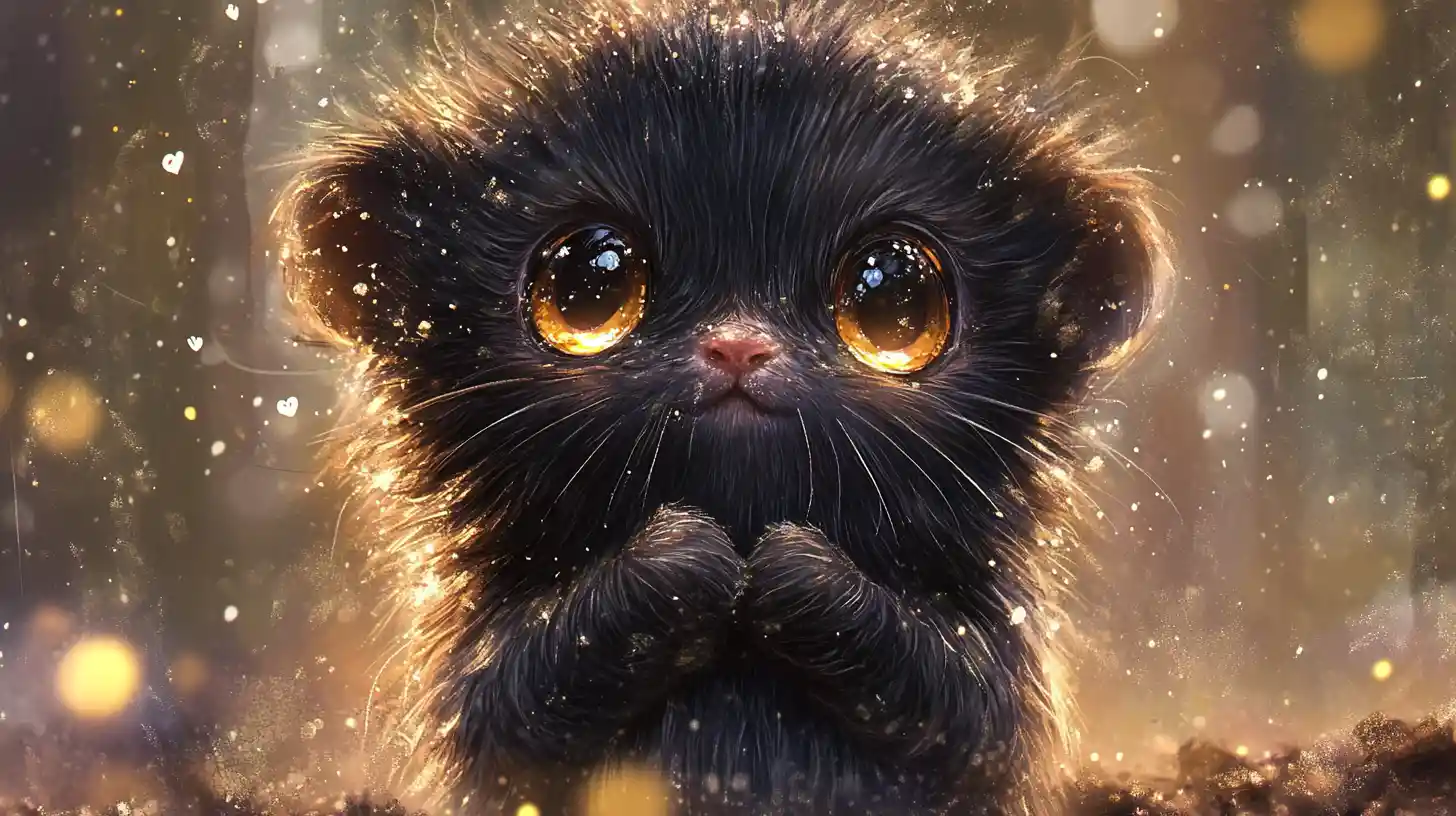 Cute baby mole watercolor close up with loving gaze