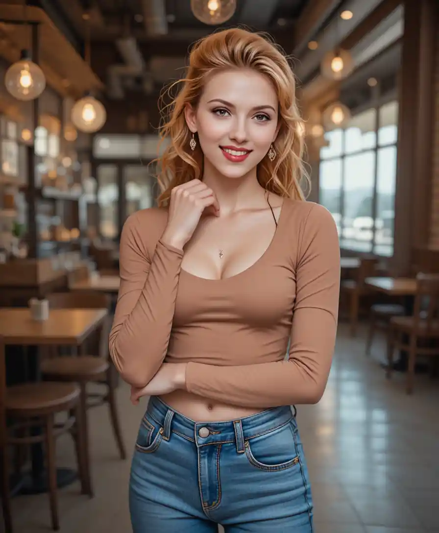 Ritratto fashion di elegante donna dai capelli rossi in crop top