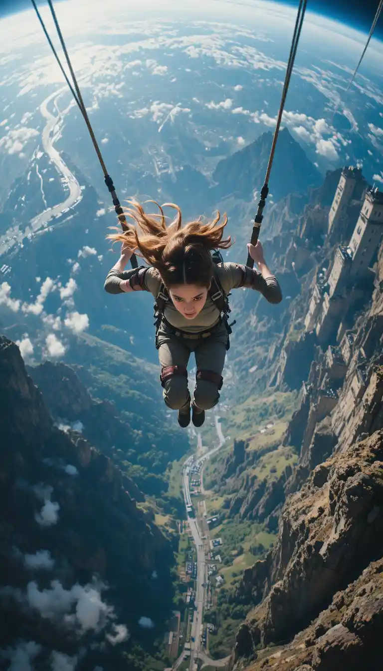 First person jump from outer space toward planet earth