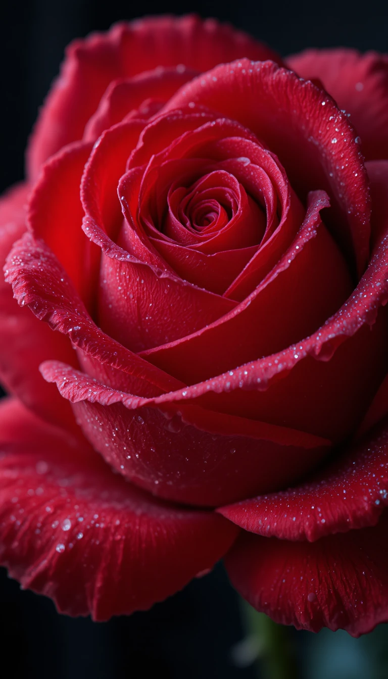 Single red rose in soft cinematic macro close up