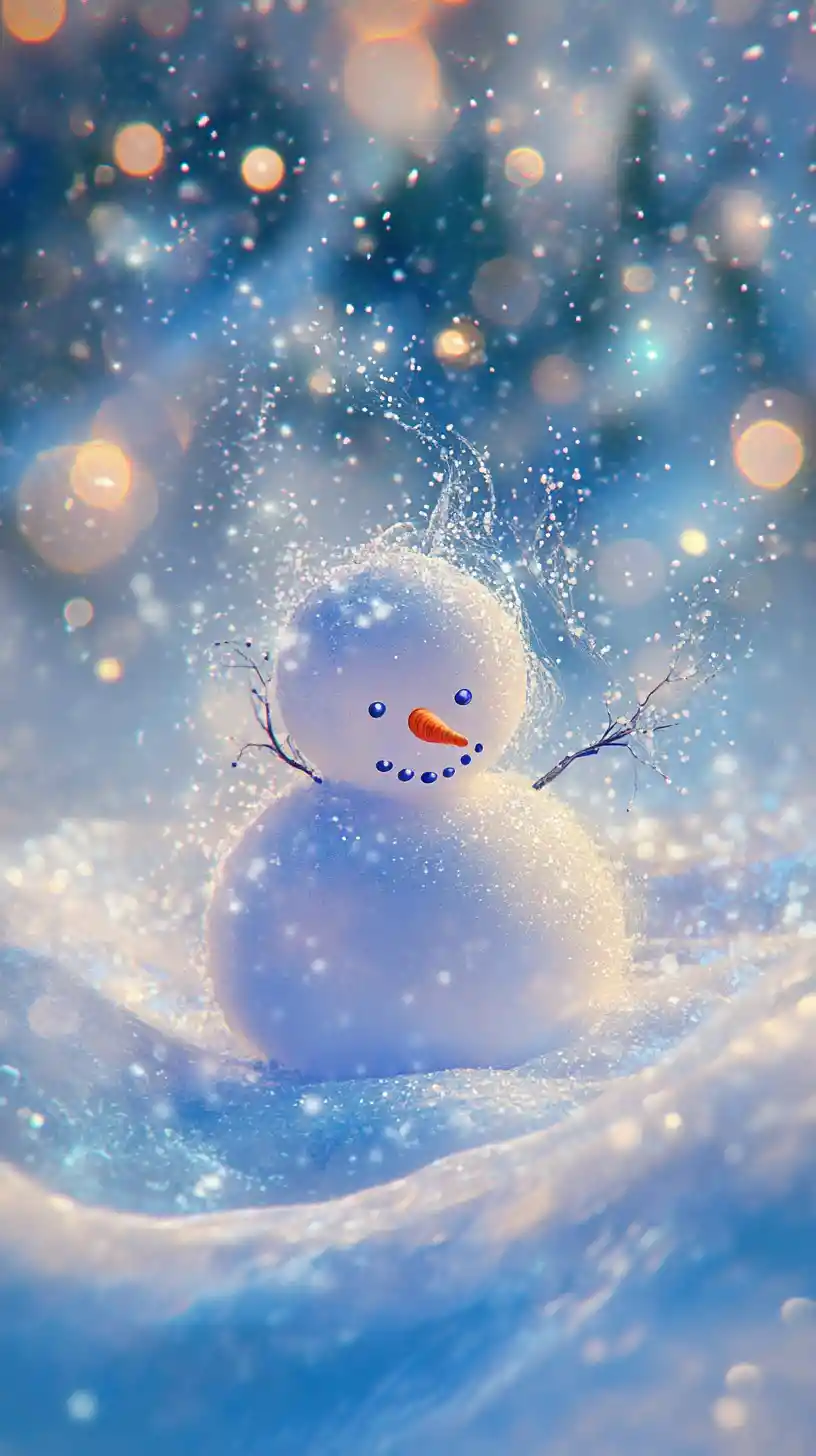 發光冬季仙境中的魔幻抽象雪人