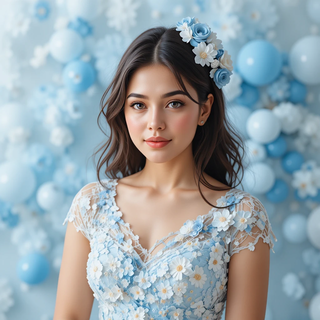 Elegant blue and white birthday invitation for Sandra