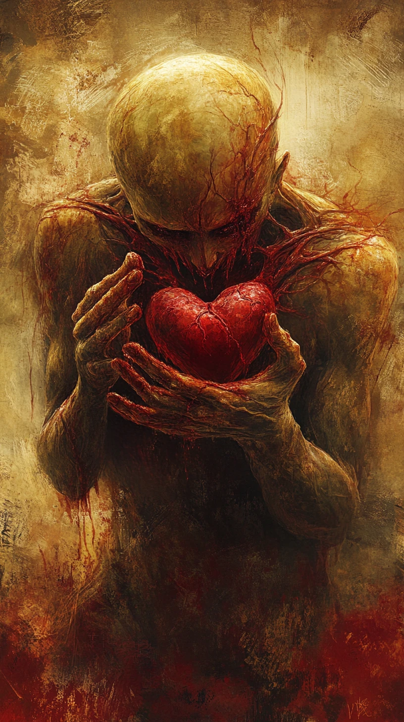 Tormented soul caught in a painful inner emotional conflict