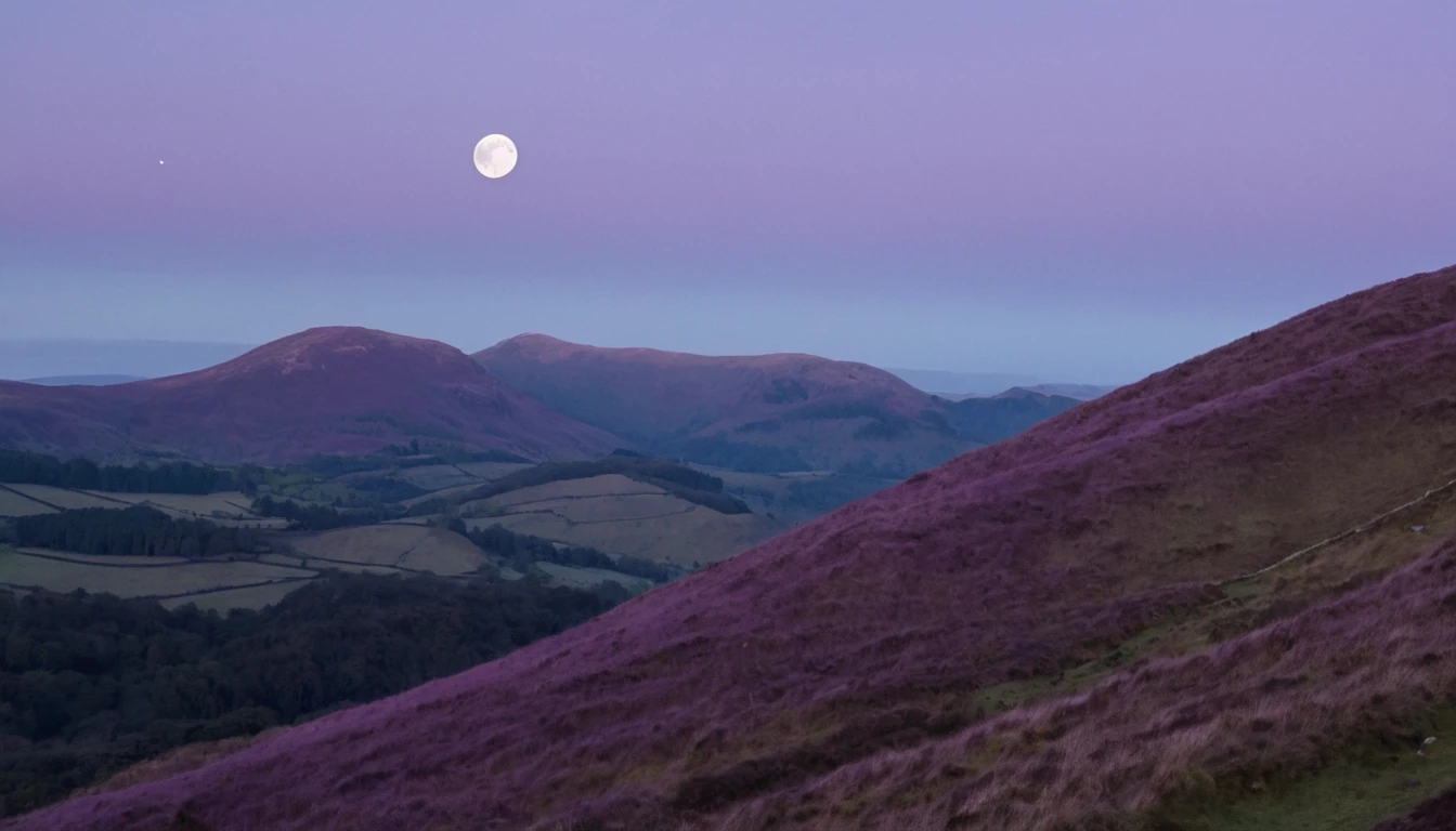 Colinas de las Tierras Altas a la luz de la luna sobre las empinadas laderas de Ben Lomond