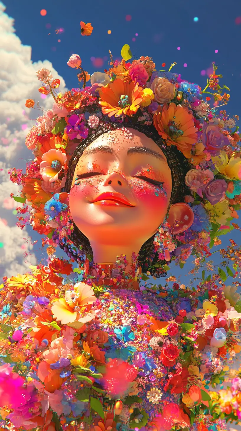 Woman in traditional lele inspired outfit with flowers